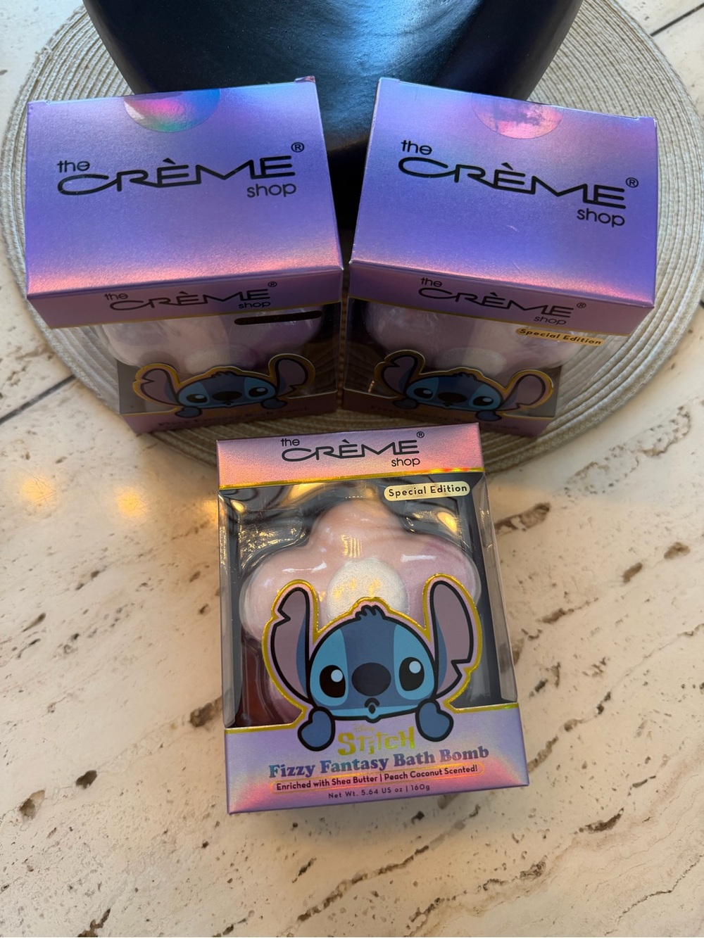 The Crème Shop x Disney Stitch Fizzy Fantasy Bath Bomb - Peach Coconut set of 3